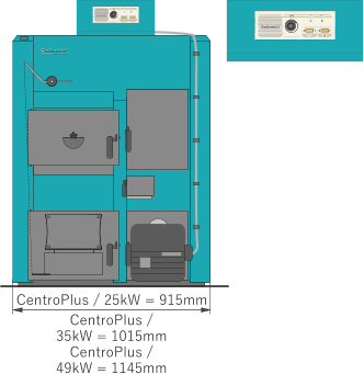 CentroPlus / 25kW = 915mm CentroPlus / 35kW = 1015mm CentroPlus / 49kW = 1145mm